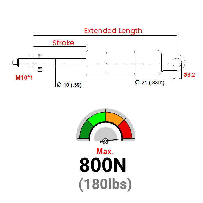 BLE21-20-162-F1 Locking Gas Spring