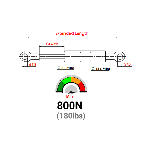 IL08YA-120-354-F1 Stainless Steel Gas Spring