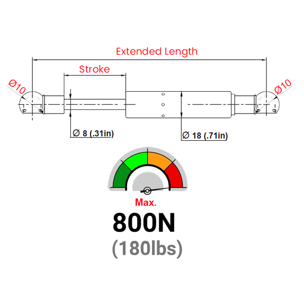LS08BA-57-190-F1 Gazlı Amortisör