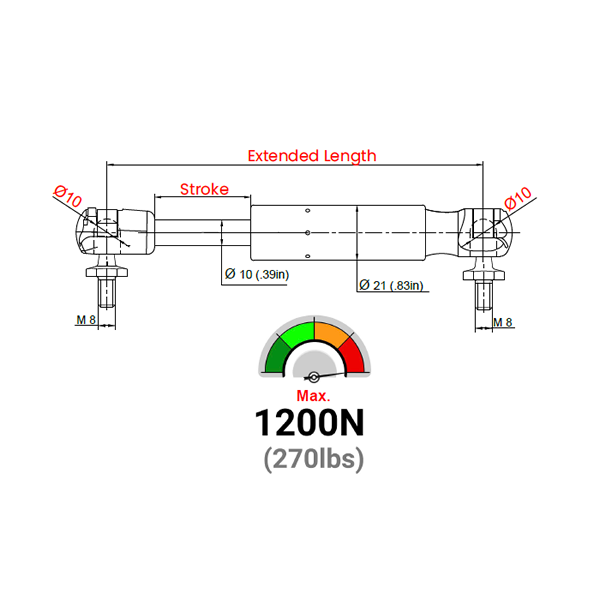 LS10PLJ-500-1116-F1 Gazlı Amortisör