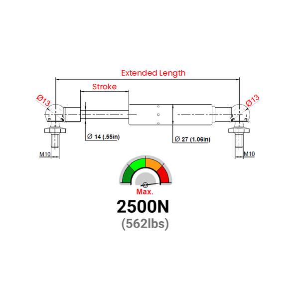 LS14BJ-350-865-F1 Gazlı Amortisör