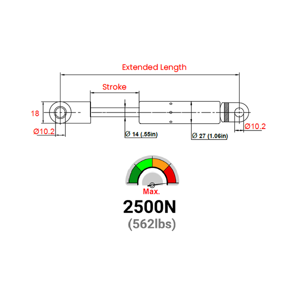 LS14ZK-250-602-F1 Gazlı Amortisör